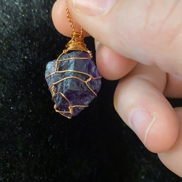 26+ carat rough natural amethyst copper necklace - Picture 5 of 5